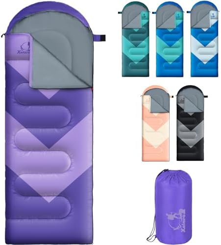 Sleeping Bag for Adults, Girls, Boys - 3 Season Warm &amp; Cool Weather Lightweight Waterproof Camping Bag for Hiking, Outdoor Travel