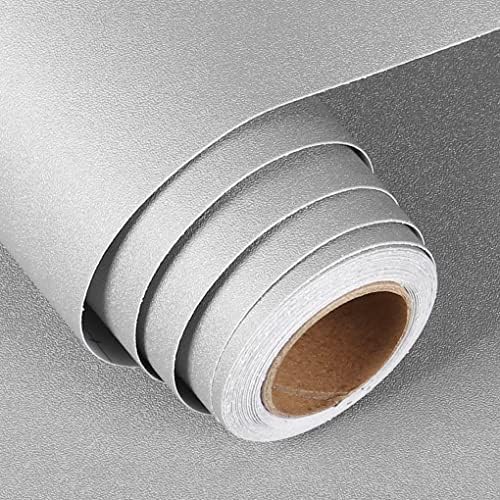 FunStick Matte Light Grey Wallpaper Solid Grey Peel and Stick Wallpaper Grey Contact Paper Self Adhesive Thick Removable Wall Paper Waterproof Vinyl Roll for Kitchen Cabinets Desk Drawers 12&#34; x 20