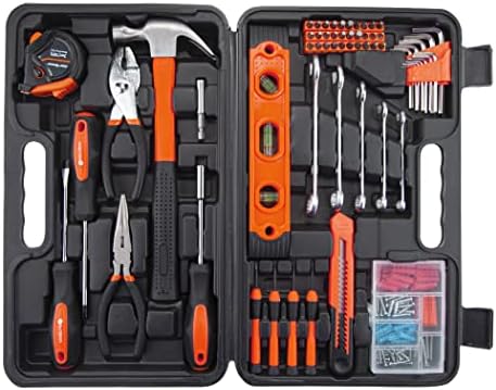 CARTMAN 152-Piece Basic Household Hand Tool Set,with Toolbox Storage Case, All Purpose Home Tool Kit Includes Essential Tools for Office College Repairs Orange
