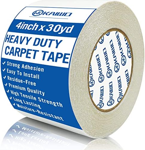 KAIWO Heavy Duty Carpet Tape Double Sided 4 INx30YD Rug Tape for Area Rugs on Carpet, Perfect Rug Gripper for Holding Area Rugs, Hardwood Floors, Outdoor Rugs, Stair Treads, White.