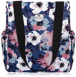 HUA ANGEL Floral Tote Bag - Casual Shoulder Bag Daily Tote Bag with Zipper Gym Travel Shopping Work Handbag for Women