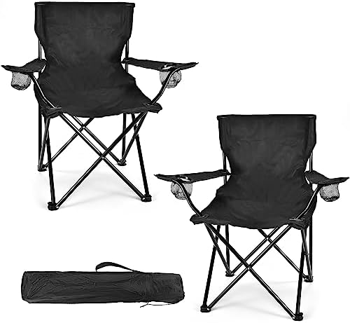 WEIDIORME 2 Pack Lightweight Camping Chairs for Adults &amp; Teens, 250LBS Capacity Foldable Portable Chairs with Carry Bag, Compact Design for Camping, Beach, Picnics, and Outdoor Events