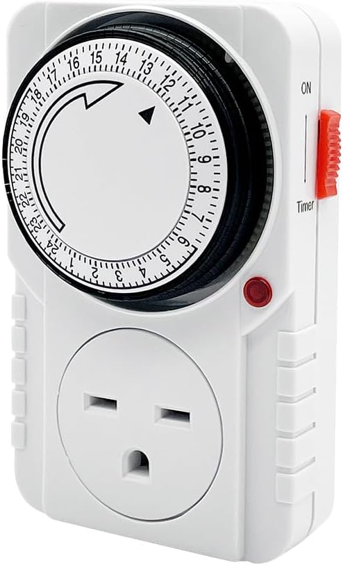 Generic 240V Mechanical Timer with Dual Outlet for Aquarium, Grow Light, Hydroponics, Indoor Lighting, Home Appliances, White, TM-M1\/240