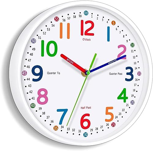 Lantoo Silent Children's Wall Clock \\ u2013 No ticking sound, battery powered, perfect for teaching time and stylish decoration in any room \\ u2013 20.32 cm