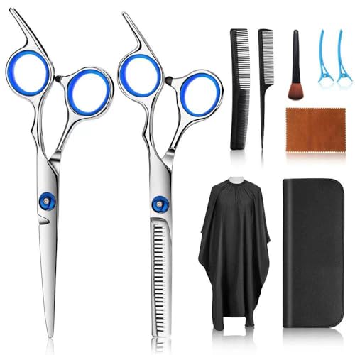 Hair Cutting Scissors Kits, 10 Pcs Stainless Steel Hairdressing Shears Set Professional Thinning Scissors For Barber\/Salon\/Home\/Men\/Women\/Kids\/Adults Shear Sets