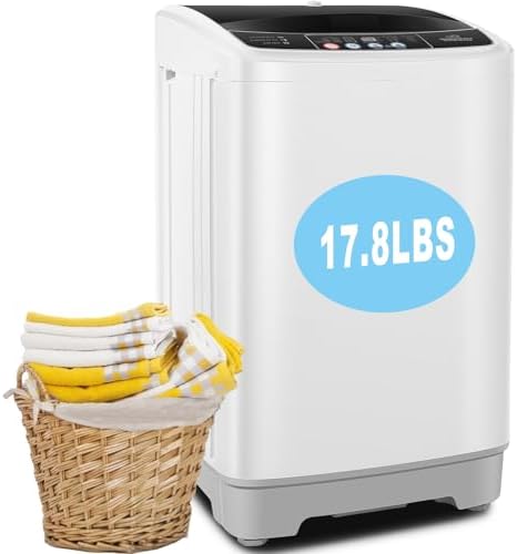 17.8Lbs Portable Washing Machine Nictemaw Portable Washer, 2.3 Cu.ft Washer and Dryer Combo with Drain Pump, 10 Programs 8 Water Level Compact Laundry Washer for Home, Apartment, RV, Dorms