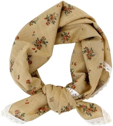 Pemilosci Soft Cotton Like Lace Bandana Headband, Head Wrap, Protective Coverage, Hair Neck Scarf for Women 24 x 24 inch