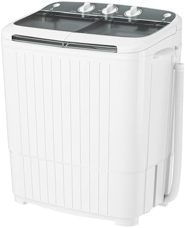 Pataku Portable Washing Machine, 17.6 Lbs Compact Mini Washer and Dryer Combo,Twin Tub Laundry Washer with Spin Cycle, Soaking Function Ideal for Apartment, Dorms, RVs Camping, Grey