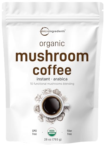 Organic Instant 10 in 1 Mushroom Coffee Powder, 28 Ounce (317 Servings)  Weight &amp; Immune Support  Premium Arabica Coffee with Lion\u2019s Mane, Chaga, Reishi,&amp; More