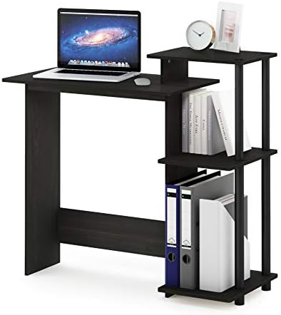 Furinno Efficient Home Laptop Notebook Computer Desk with Square Shelves, Espresso\/Black