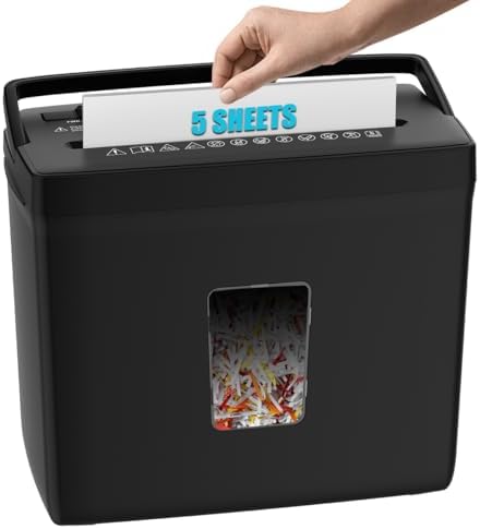 Woolsche Paper Shredder - 5-Sheet Cross Cut with 2.38-Gallon Basket - P-4 Security Level - 4-Mode Design - Shreds Credit Card - Durable, Fast, and Jam Proof for Home Office