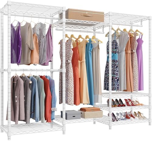 VIPEK V5 Portable Closet Wardrobe Heavy Duty Clothes Rack, Freestanding Clothing Racks with 4 Hang Rods &amp; 8 Shelves, Adjustable Custom Closet Racks, 68.9&#34; L x 15.7&#34; W x 76.4&#34; H, Max Lo
