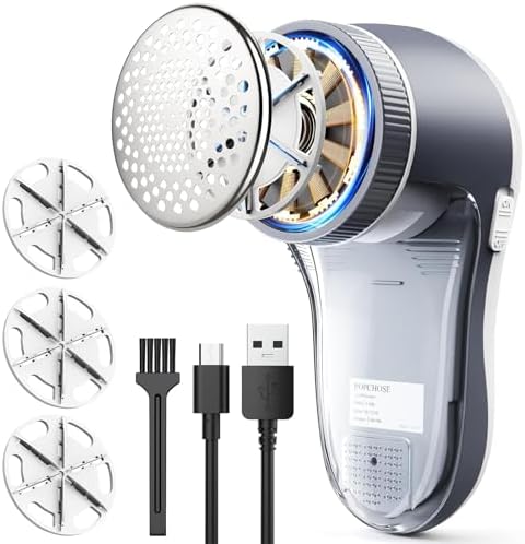 POPCHOSE fabric shaver, clothing fuzz remover, electric fuzz shaver with 6-blade, used for removing clothes, sofas, furniture, fuzz balls, pilling, USB charging