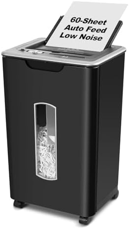 Wingwise Paper Shredder for Home Office, 60 Sheets Auto Feed, 55dB Super Quiet, P-4 Cross Cut, 2.4m\/min High-Speed Shredding, 5.8 Gallon Bin, CD\/Credit Card Shredder with Anti-Jam &amp; Dual Modes