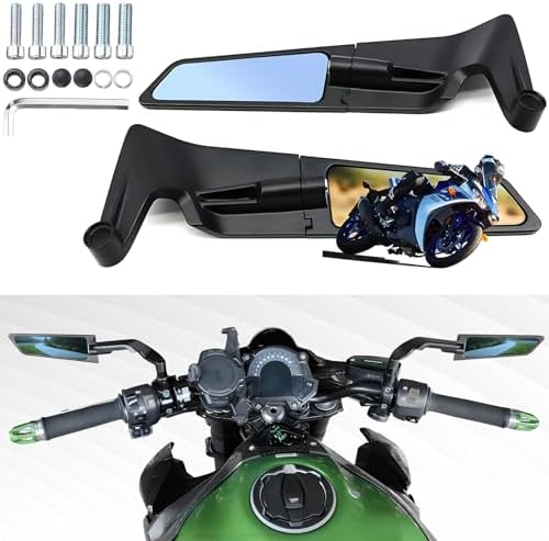 Motorcycle Rear View Mirrors, Stealth Wind Wing Side Mirrors Compatible with 2025 Kawasaki Z400 Z650 Z900 Z1000 Duke 125 200 250 390 690 790 1290 MT03 MT07 MT09 MT10 etc(Anti-glare)