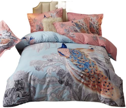 JUxiangW1419 New Chinese Ethnic Style Cotton Thickened Woolen 4Piece Quilt Cover Set Four Piece Set 1.8m Bed Double Cotton Comfort Cover Set, Bedding Set 2.0