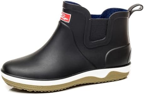Laple Rain Boots for Mens Thickened Slip On Waterproof Non-Slip Rubber Ankle Boots Rain Chelsea Booties