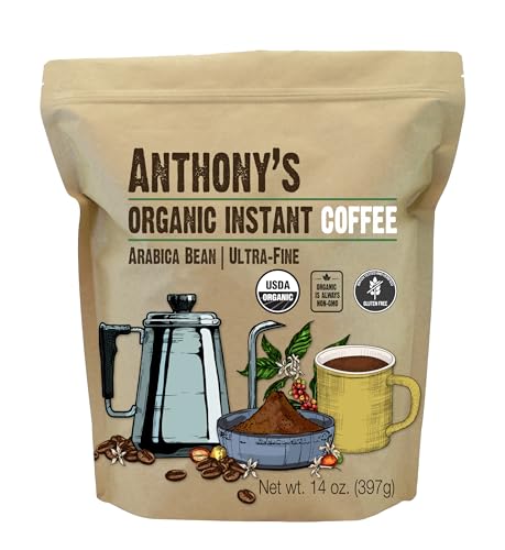 Anthony&#39;s Organic Instant Coffee,14oz, Ultra Fine Microground, Gluten Free, Arabica, Non GMO