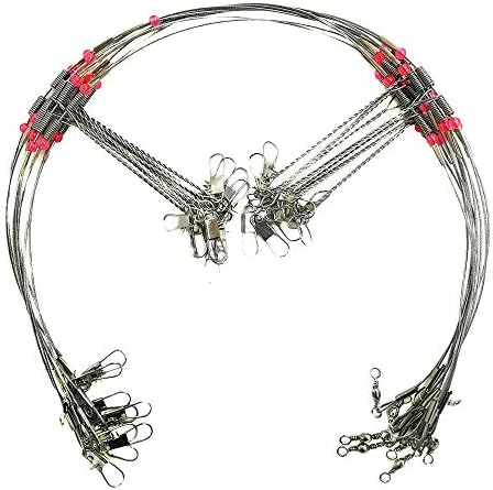 Fishing Wire Leaders for Bottom Rigs: 10pcs 1\/2\/3 Arm Saltwater Hi-Low Rig Leaders with Swivels Snap for Trolling Pier Surf Fishing Tackle - Arm Length 2.76in\/4.72in