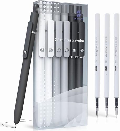 Aesthetic Gel Ink Pens, 0.5mm Fine Point for Smooth Writing, 6 Pens + 3 Refills No Smear &amp; Bleed Quick Dry, Retractable, Ideal for Journaling and Note-Taking, Stylish Office and School Supplies
