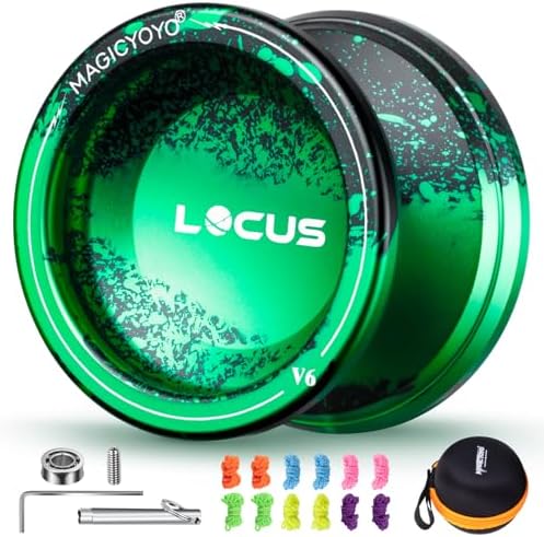 MAGICYOYO V6 LOCUS Pro YoYo - Dual-Mode Responsive\/Unresponsive for Kids &amp; Adults  Professional Tricks with 12 Strings  Includes Bearing Tool + Storage Case Bag (Sleek Black\/Green)