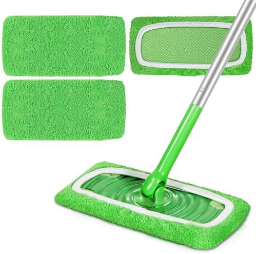 ZHAYAO Reusable Microfiber Mop Pads Compatible with Swiffer Sweeper, 3 Pack Dry Sweeping Cloths &amp; Wet Mopping Cloths, Washable Pads for Hardwood Floor Cleaning (Mop is Not Included)