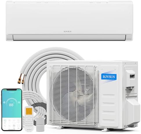 ROVSUN 9000 BTU Wifi Enabled Mini Split Air Conditioner &amp; Heater with Inverter, 19 SEER2 Energy Saving 115V Ductless Split AC Unit with Pre-Charged Condenser, Heat Pump &amp; Installation Kit