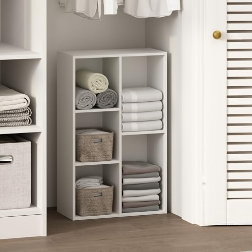 Furinno Reed 5-Cube Open Shelf Clothing &amp; Closet Storage Organization, White