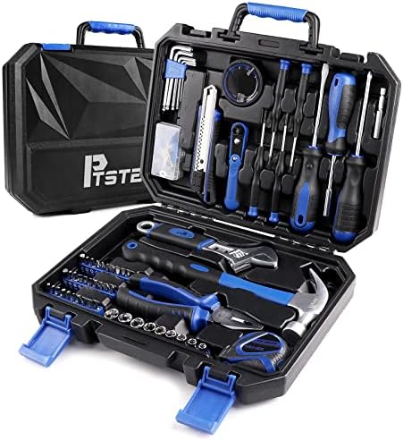 128 Piece Tool Set, PTSTEL General Household Hand Tool Kit, For DIY And Quick Repairs, With Easy Carrying Toolbox Storage Case, Auto Repair and Home Maintenance
