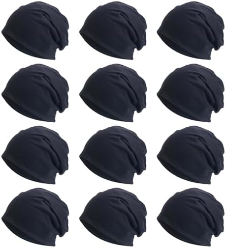 Tergy 4\/10\/12 Pieces Unisex Beanie Hats for Men Women Slouchy Beanie Hip-Hop Caps Lighweight Soft Skull Caps for Chemo Sleep