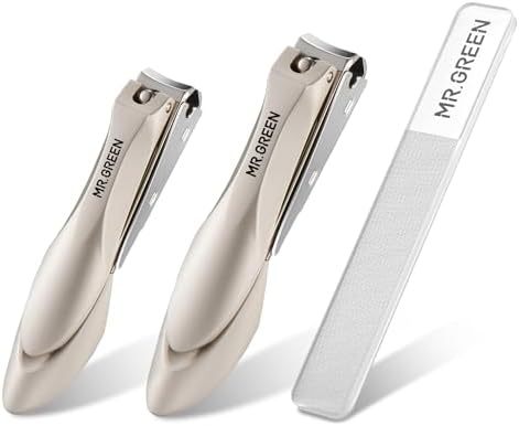 MR.GREEN Nail Clippers Stainless Steel Anti Splash Fingernail Cutter Manicure Tools Bionics Design Pedicure Scissor Nail Trimmer (Nail Clipper Two-Pack (Medium+Large))