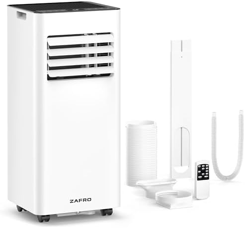 ZAFRO 10,000 BTU Portable Air Conditioners, 4 Modes Portable AC Unit with Fast Cooling\/Energy Saving\/Remote Control\/24Hrs Timer for Bedroom\/Dorms\/Indoor Rooms, White