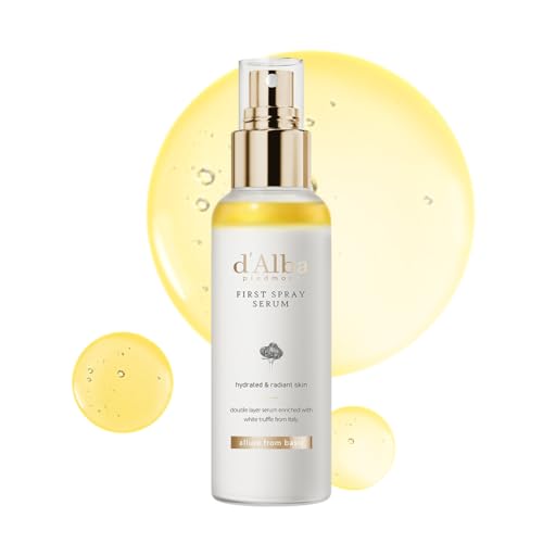d&#39;alba Piedmont Italian White Truffle First Spray Serum, Vegan Skin Care, Light-weight Face Moisturizer, Glow Serum for Radiant Skin, Non Comedogenic, All In One Mist, Korean Skin Care (3.38 fl oz