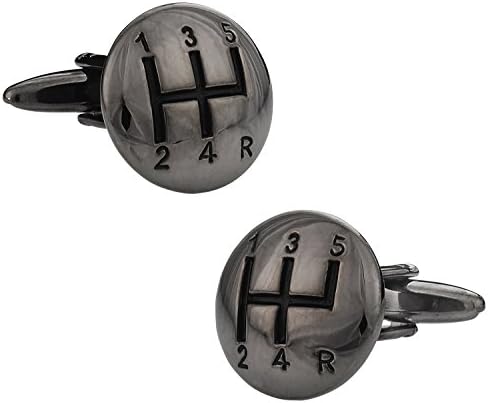 Cuff-Daddy Stick Shift Automotive Car Cufflinks in Gunmetal Tone with Presentation Box