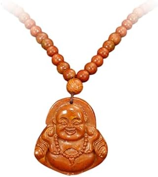 KBBYT Sibin Red Needle Stone Buddha Head Necklace for Women, Natural and Wealthy Red Handmade Weaving Necklace, Aluminum Stone Pendant, Home, Office Body Electric Massagers