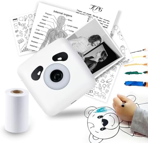 vretti Portable Thermal Bluetooth Mini Pocket Printer Compatible with Android &amp; iOS,Wireless Pocket Picture Printer for iPhone Working Listing, Notes, Journal, Travel with 1 Rolls Paper.