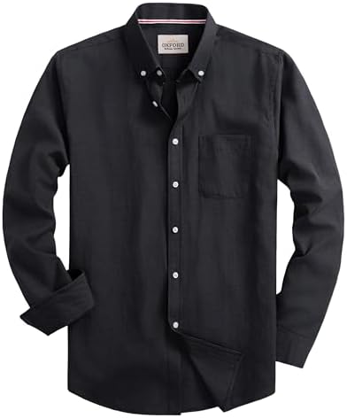 DELCARINO Mens Oxford Shirts Long Sleeve Slim Fit Lightweight Casual Button Down Shirts with Pocket