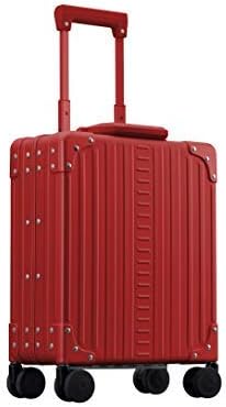 Aleon 16\u201D Aluminum Vertical Underseat Carry-On Luggage - Luxury Business Briefcase with Wheels - Hardshell Suitcase for Airplane Travel (Ruby)