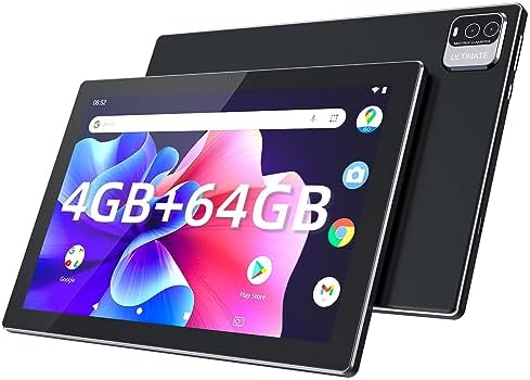 YQSAVIOR Tablet,10.1&#34; Android Tablet with MTK Octa-core Processor 10GB （4GB+6GB Expand） RAM 64GB ROM+1TB Expandable Computer Tablets PC, IPS 1280 * 800 Screen, 2+8MP Dual Camera, WiFi, BT, Black