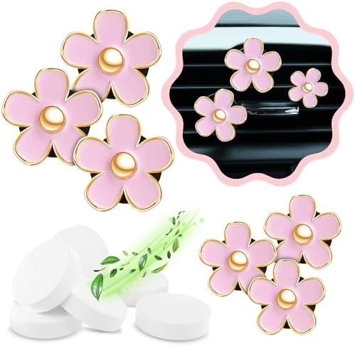 6 Pieces Daisy Car Decoration Flower Air Vent Clip Air Conditioning Outlet Clip Car Air Freshener Clip Car Interior Decor Charm Colorful Interior Accessories for Girls Women