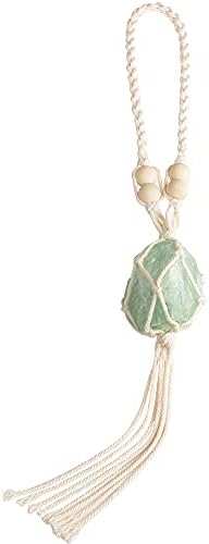 VNVETYTO Natural Green Fluorite Meditation Healing Crystals Feng Shui Hanging Ornament for Car, Window, Home Decor