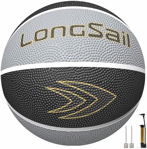 Longsail Full Size Basketball Rubber- Leather,Indoor-Outdoor-Pool,with Pump(Deflated)