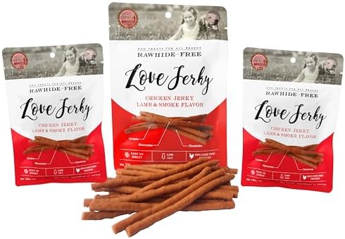 Rena&#39;s Recipe Love Jerky (Lamb &amp; Smoke Flavor) Soft Chicken Stick with Glucosamine\/Chondroitin (Joints) and Lycopene (Antioxidant)