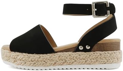 SODA Clip Womens Casual Espadrilles Trim Flatform Studded Wedge