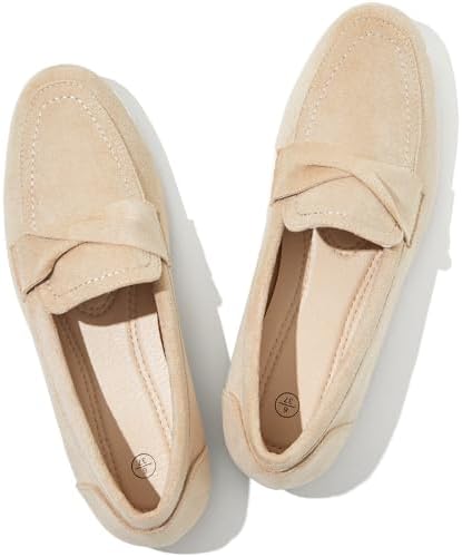 POVOGER Loafers for Women Slip on Shoes Black Flats Shoes Comfortable Work Shoes for Women Square Toe Ballets Flats