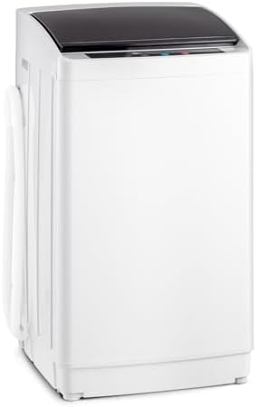 ROVSUN 17.8LBS Portable Washing Machine, Full-Automatic Electric Laundry Machine with Stainless Steel Drum, 110V Compact Washer and Spin Dryer Combo with Drain Pump for Apartment, Dorms, RV, Home