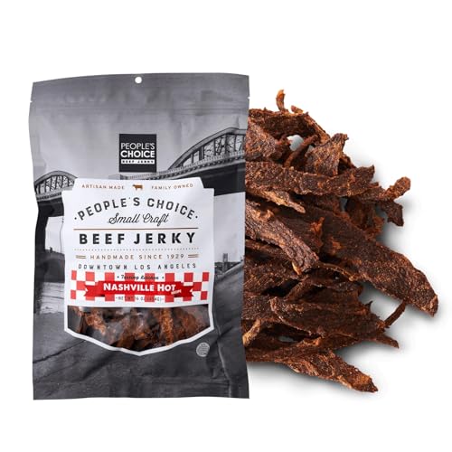 People&#39;s Choice Beef Jerky - Tasting Kitchen - Nashville Hot - Pounder of Super Spicy Jerky - Compare to World&#39;s Spiciest Heat of Carolina Reaper, Scorpion, Ghost Pepper - 1 Pound, 16 oz - 1 B