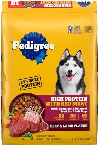 Pedigree High Protein Adult Dry Dog Food, Beef and Lamb Flavor, 18 lb. Bag