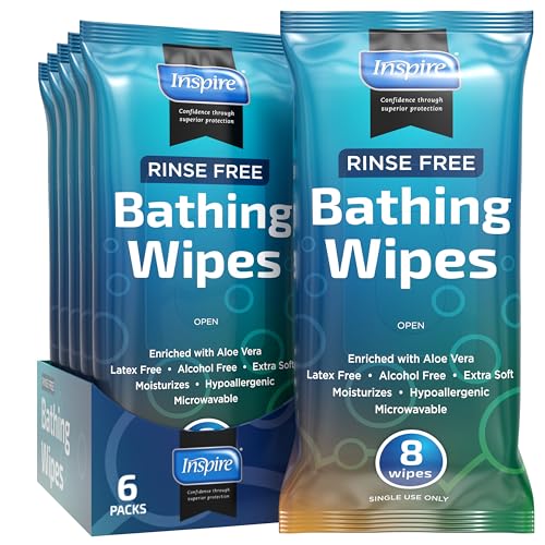 Inspire Rinse Free Body Wash Wipes  Bathing Wipes, Shower Wipes  Extra Large Adult Wipes With Aloe  Cleansing Adult Wipes  Body Wipes For Women And Men  Disposable Washcloths For Adults Bathing