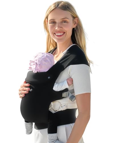 GROWNSY Baby Carrier Newborn to Toddler, Cozy Baby Wraps Carrier, Ergonomic Baby Carrier with Head Support, Black